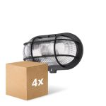 Confezione Multipack 4x D'Lite Luce Da Parete Ecco Nero Ovale | IP44 - Adatto per 1x E27