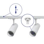 Bright Choice Set completo 1-Fase Rail 1 Metro Bianca | incl. 2x Faretti + GU10 2700K 3W Dimmerabile + Tappo Di Chiusura, Connettore di Alimentazione