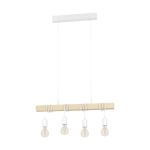Eglo Luce Pendente Townshend Acciaio Bianca Legna | IP20 - Adatto per 4x E27 